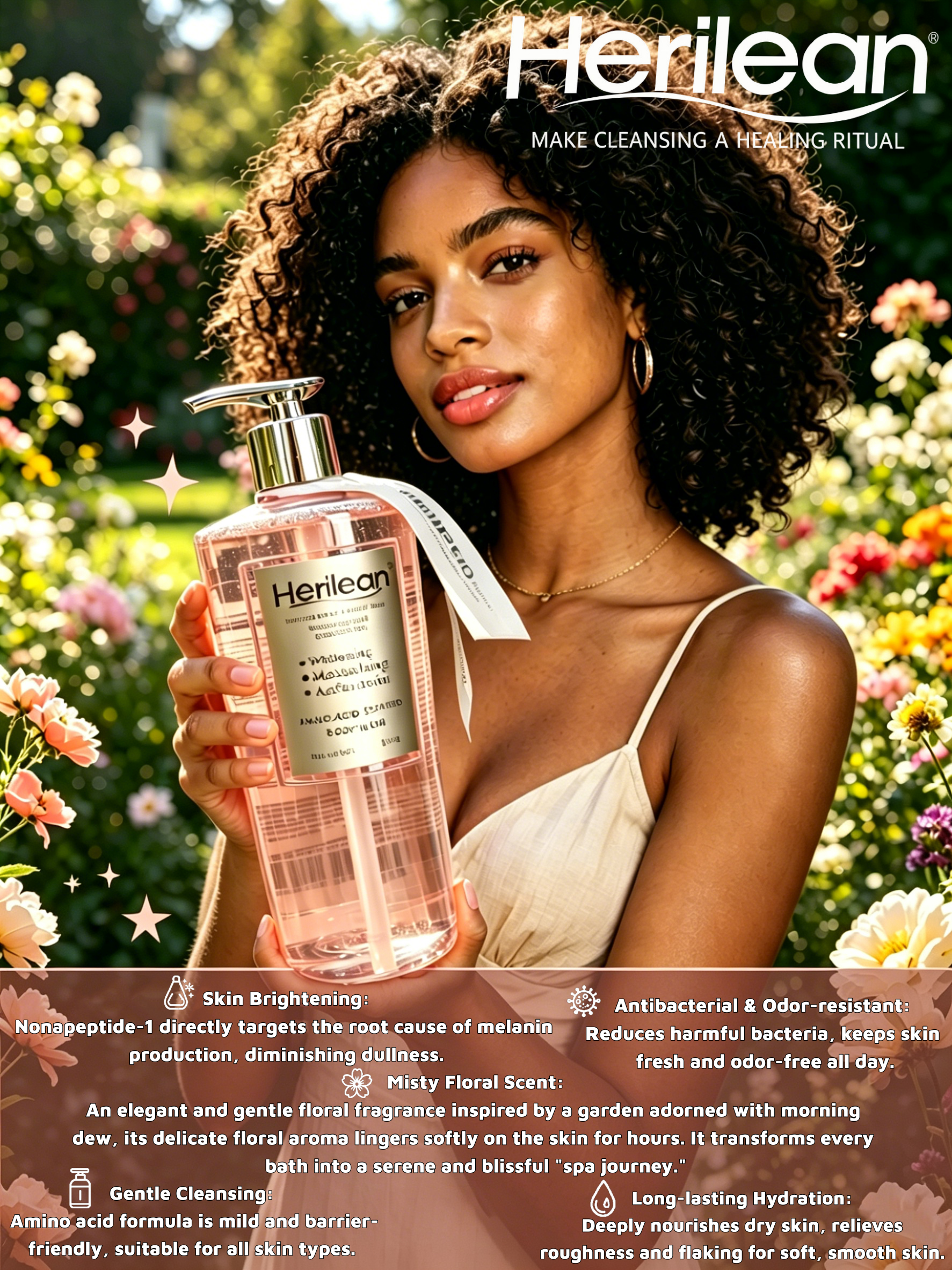 HERILEAN-Amino Acid Scented Body Wash(Misty Garden | Fragrance Type)