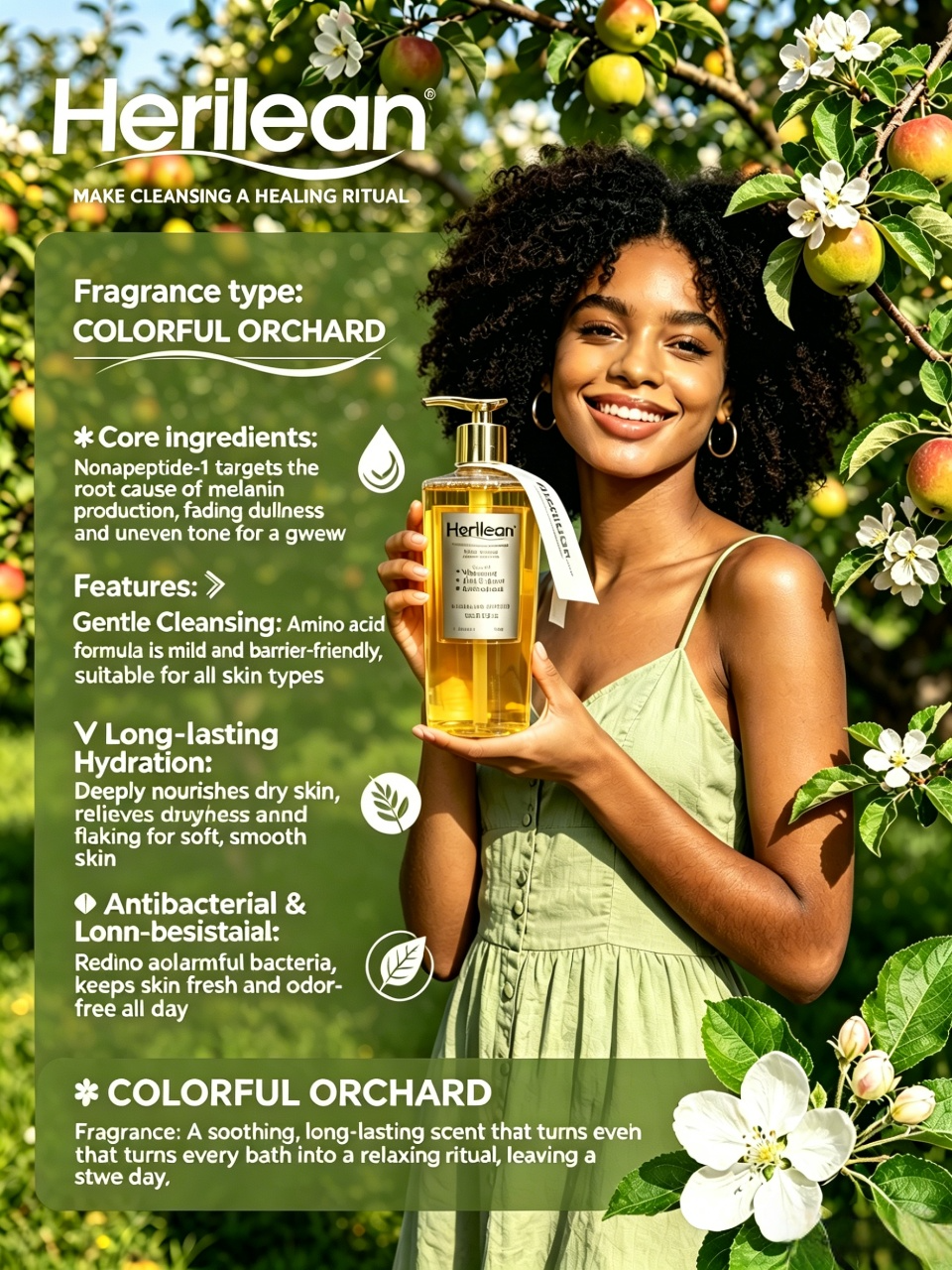 HERILEAN-Amino Acid Scented Body Wash(Colorful Orchard | Fragrance Type)