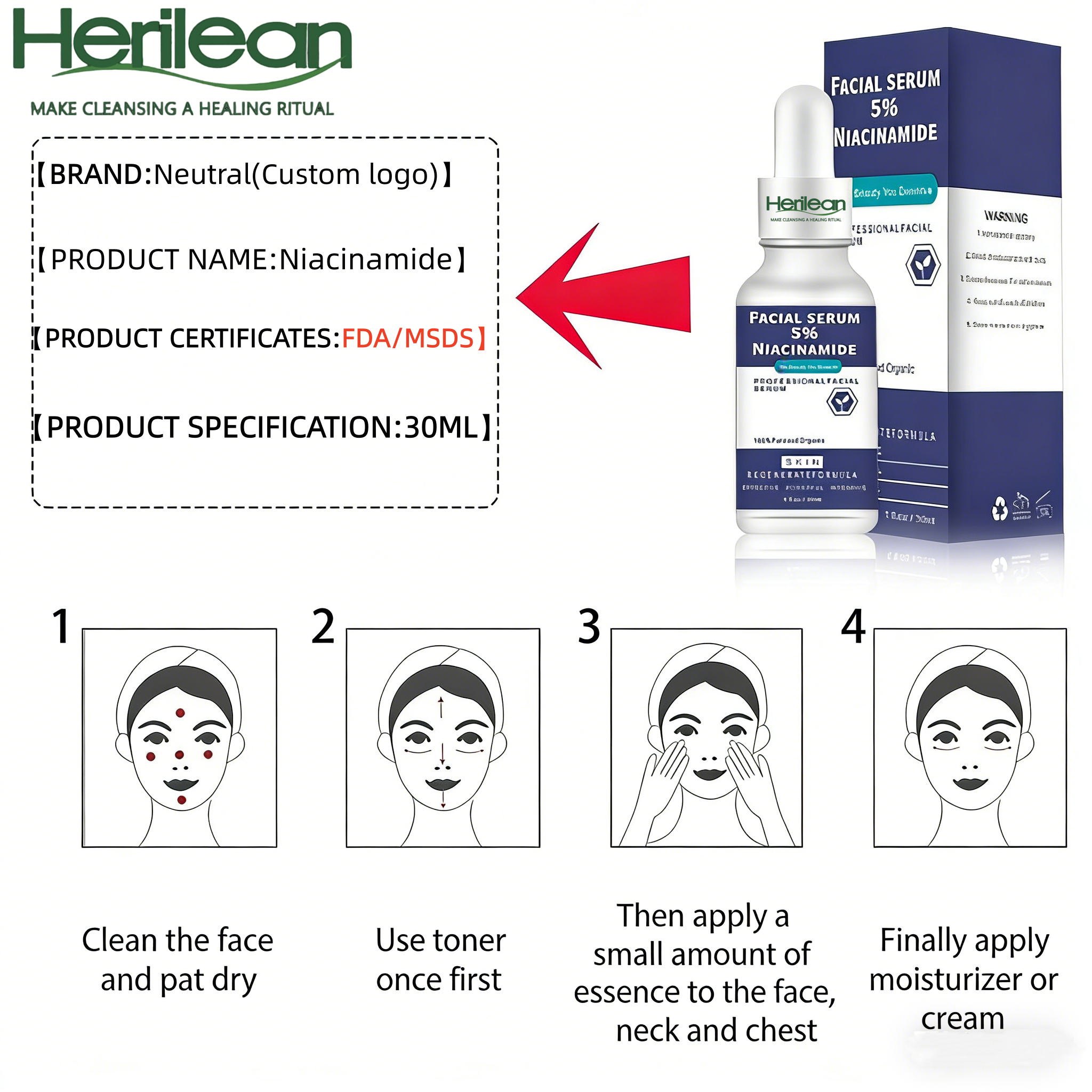 HERILEAN-5% Niacinamide Facial Serum